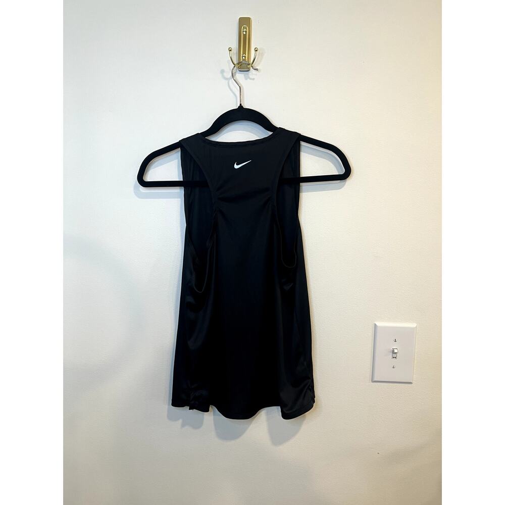 Nike Dri Fit Tank Top Black Swoosh Workout Gym Running Athletic Top - Picture 3 of 4